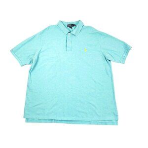 Polo Ralph Lauren Blue Polo Shirt Men's 2XLT Tall Yellow Pony Pullover Casual